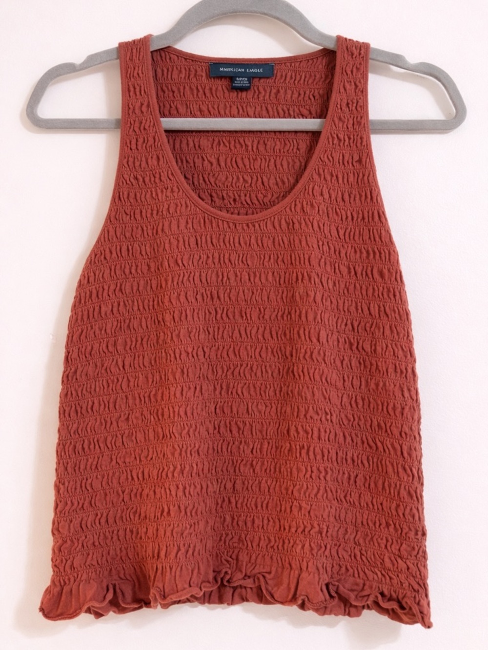 American Eagle Smocked Tank Top Rust Orange Size Small